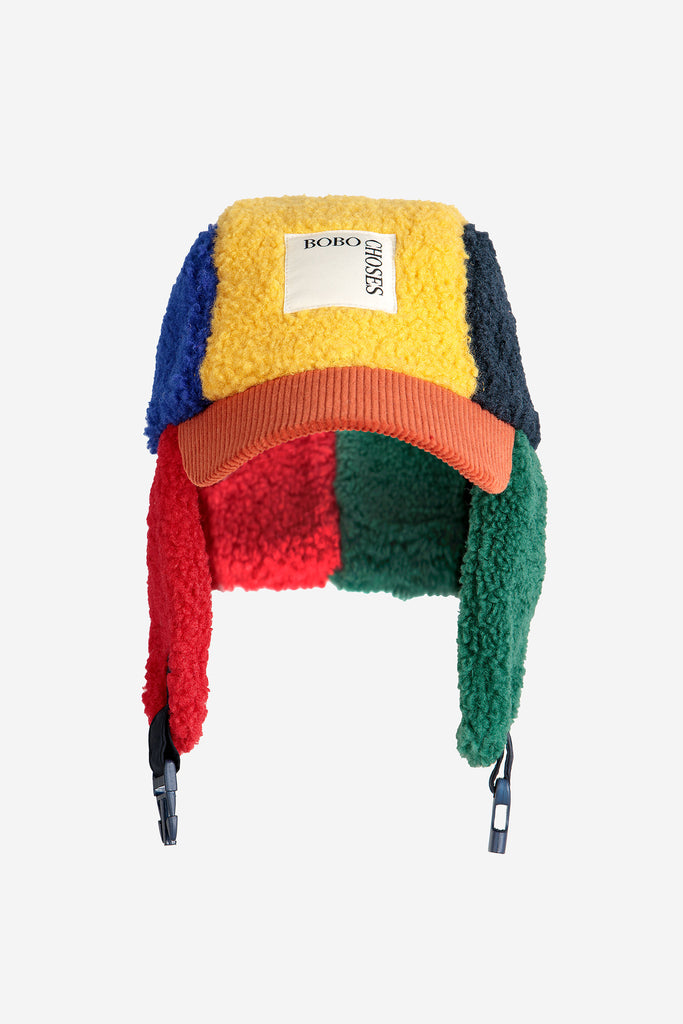 Color Block Sheepskin Chapka (Kids) by Bobo Choses