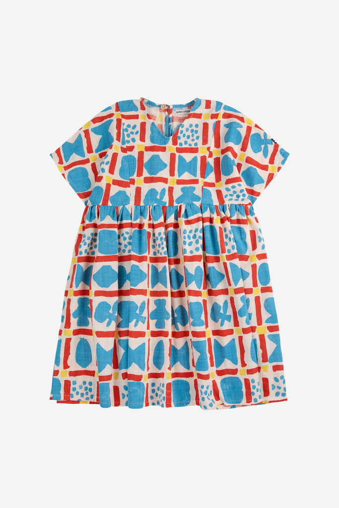 Geometric Game Woven Dress (Kids) by Bobo Choses