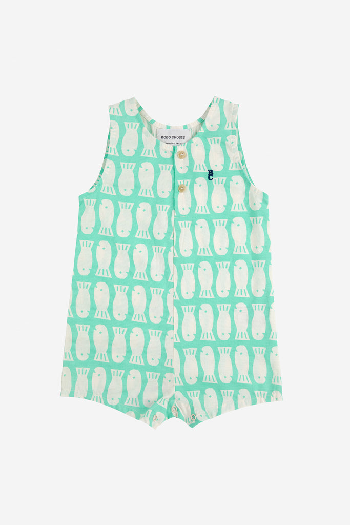 Lucky Fish Woven Playsuit (Baby) by Bobo Choses