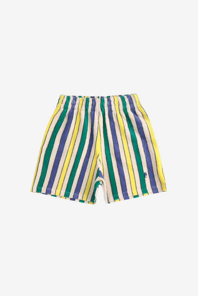 Multicolor Stripes Terry Cloth Shorts (Kids) by Bobo Choses