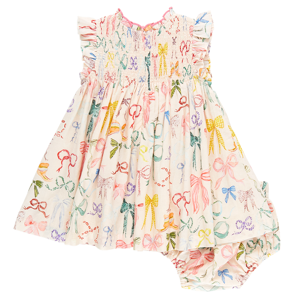 Stevie Dress Set (Watercolor Bows) by Pink Chicken
