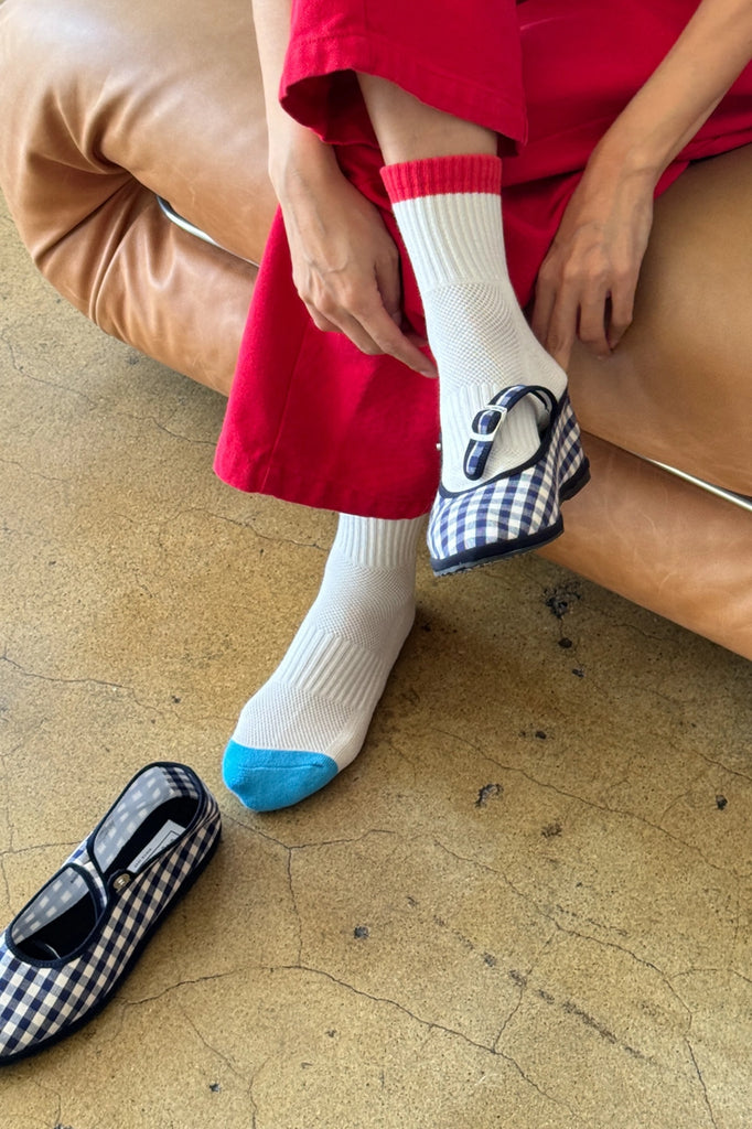 Color Block Girlfriend Socks (Blue/Red) by Le Bon Shoppe