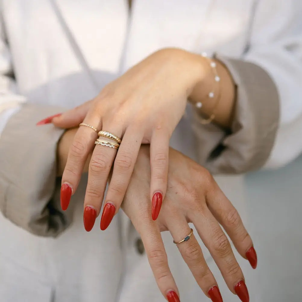 Solid Gold CZ ZigZag Ring (Various) by Ofina Jewelry