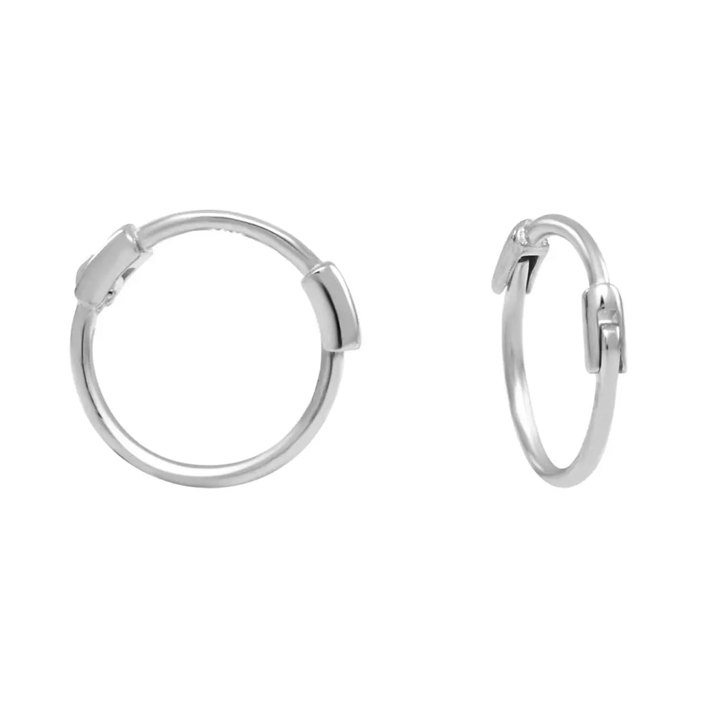 Solid White Gold Thin Hoop (Various Sizes)