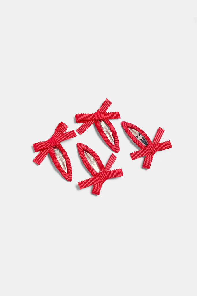 4 Mini Bow Snap Clip Set (Cherry) by The Yo Store