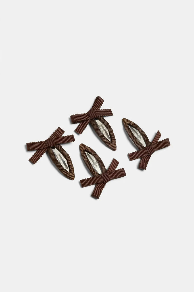 4 Mini Bow Snap Clip Set (Chocolate) by The Yo Store