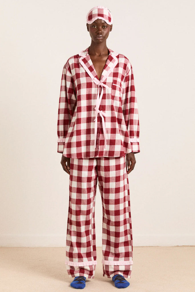 Antonella PJ Set (Burgundy Gingham) by Damson Madder
