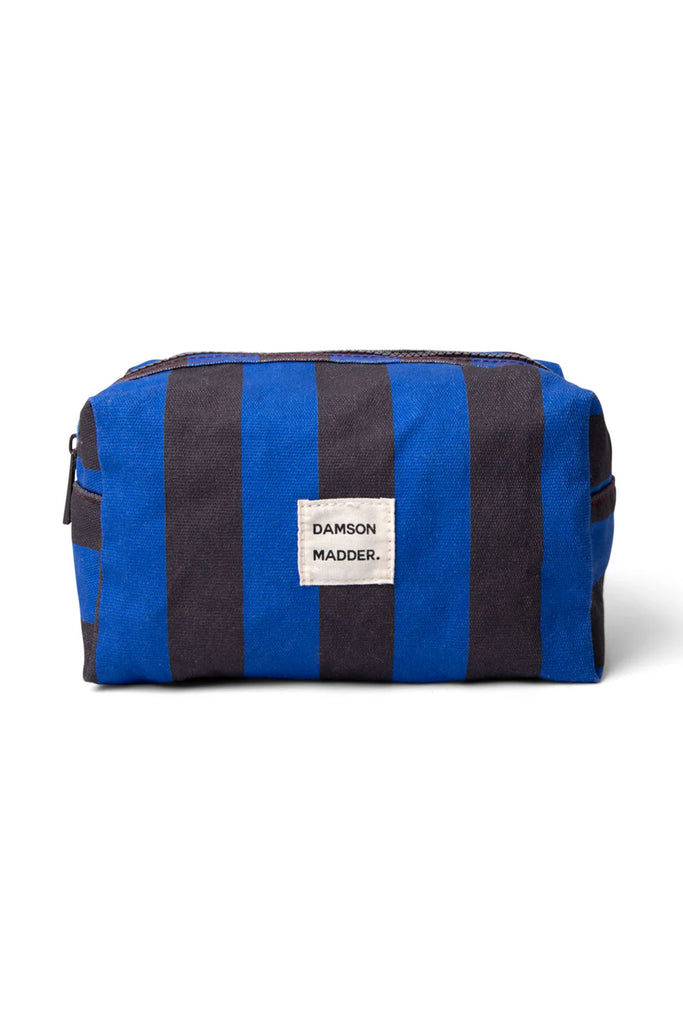 Canvas Make Up Bag (Blue/Grey Stripe) by Damson Madder