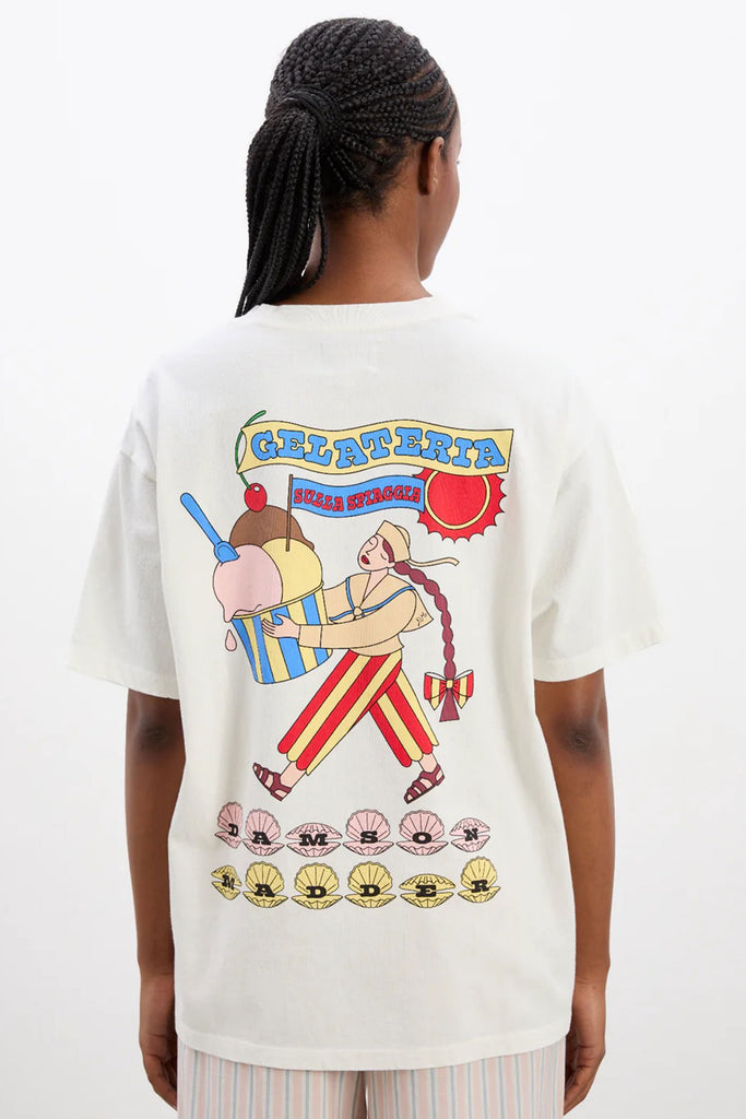 Gelati Girl Boyfriend Tee (White) by Damson Madder