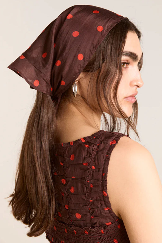 Sheer Spot Headscarf (Burgundy/Red) by Damson Madder