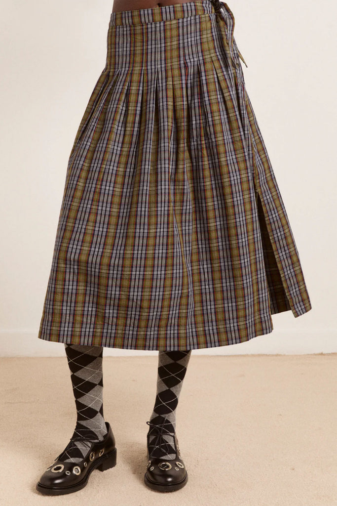 Josie Midi Skirt (Multi Check) by Damson Madder