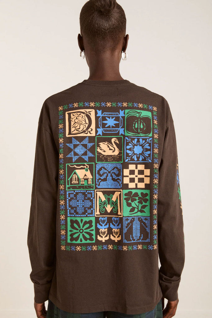 Patchwork Quilt Long Sleeve Tee (Coffee Bean) by Damson Madder