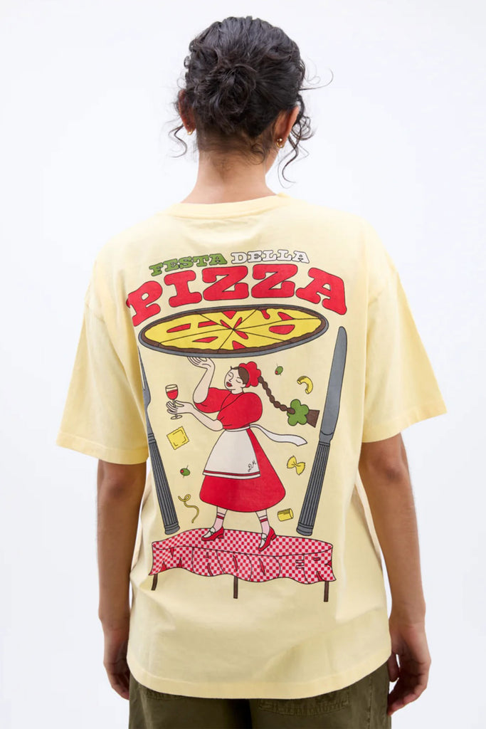 Pizza Party Boyfriend Tee (Yellow) by Damson Madder