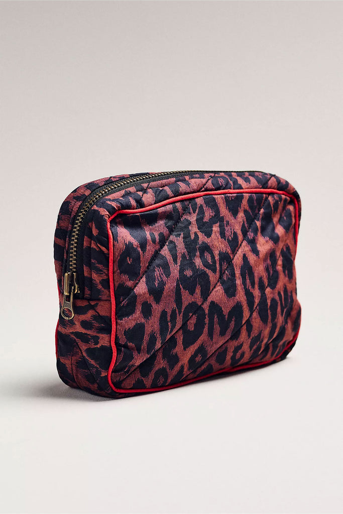Quilted Make Up Bag (Dark Leopard) by Damson Madder