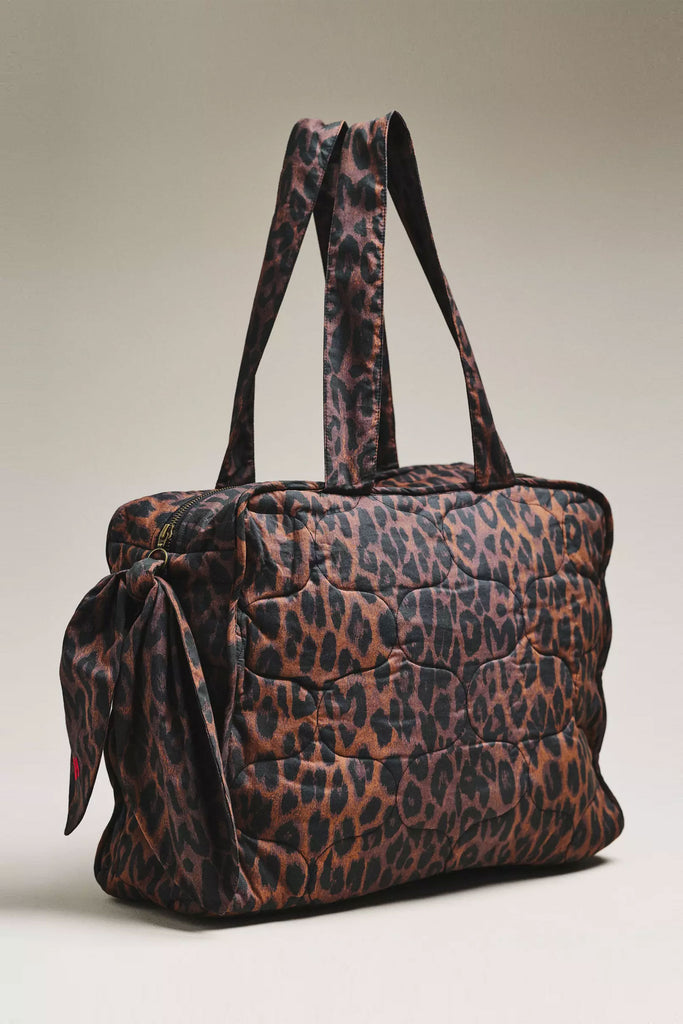 Quilted Tote Bag (Dark Leopard) by Damson Madder