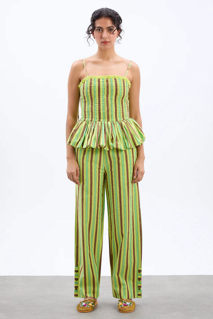 Ritik Trousers (Tropical Business Stripe) by Damson Madder
