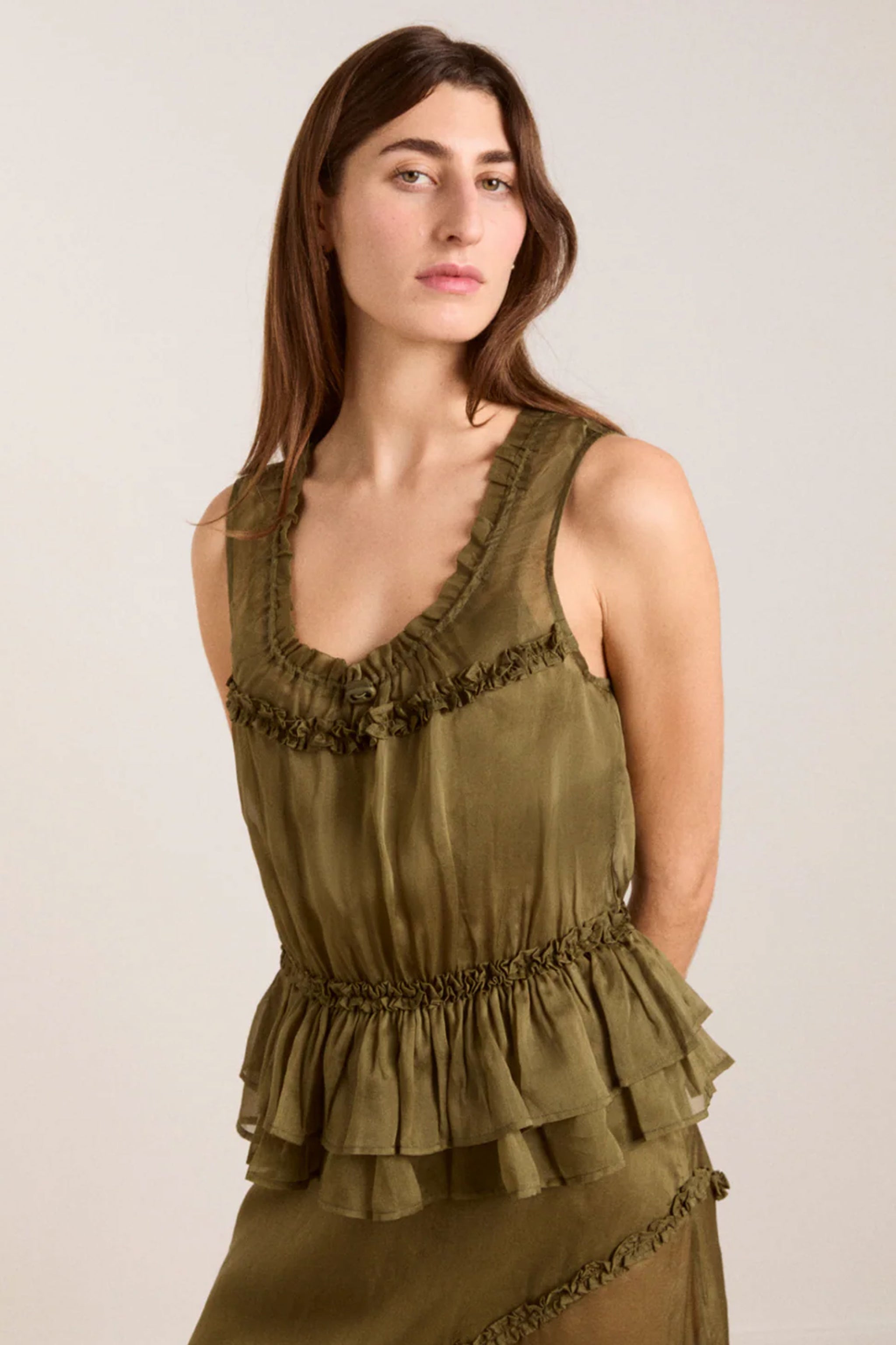 Sasha Cami (Sheer Olive) | The Yo Store