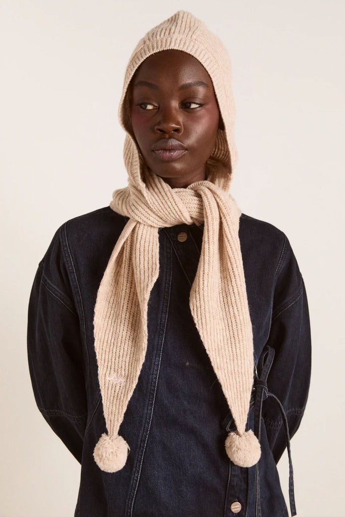 Tie Front Hood (Oatmeal) by Damson Madder