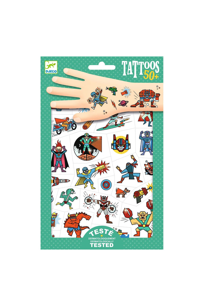 Kids Temporary Tattoos (Heroes vs Villains) by Djeco Toys