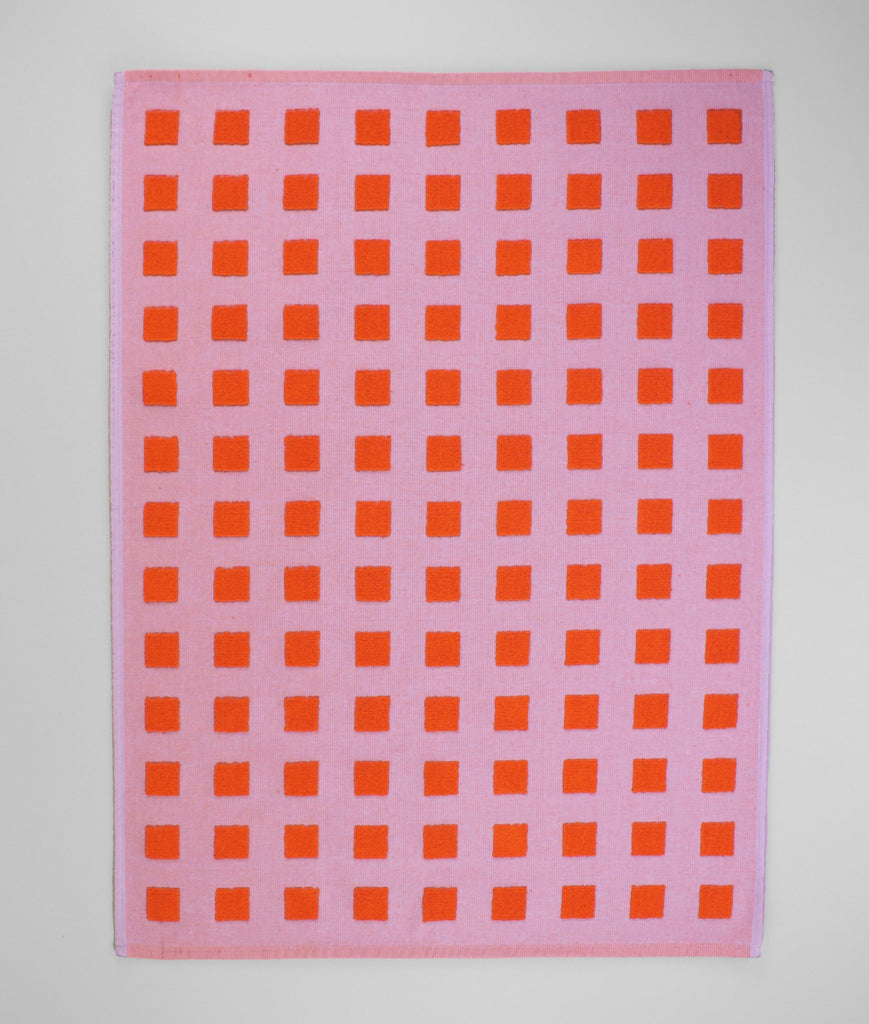 Squares Tea Towel (Warm Red/Lilac) by Wrap