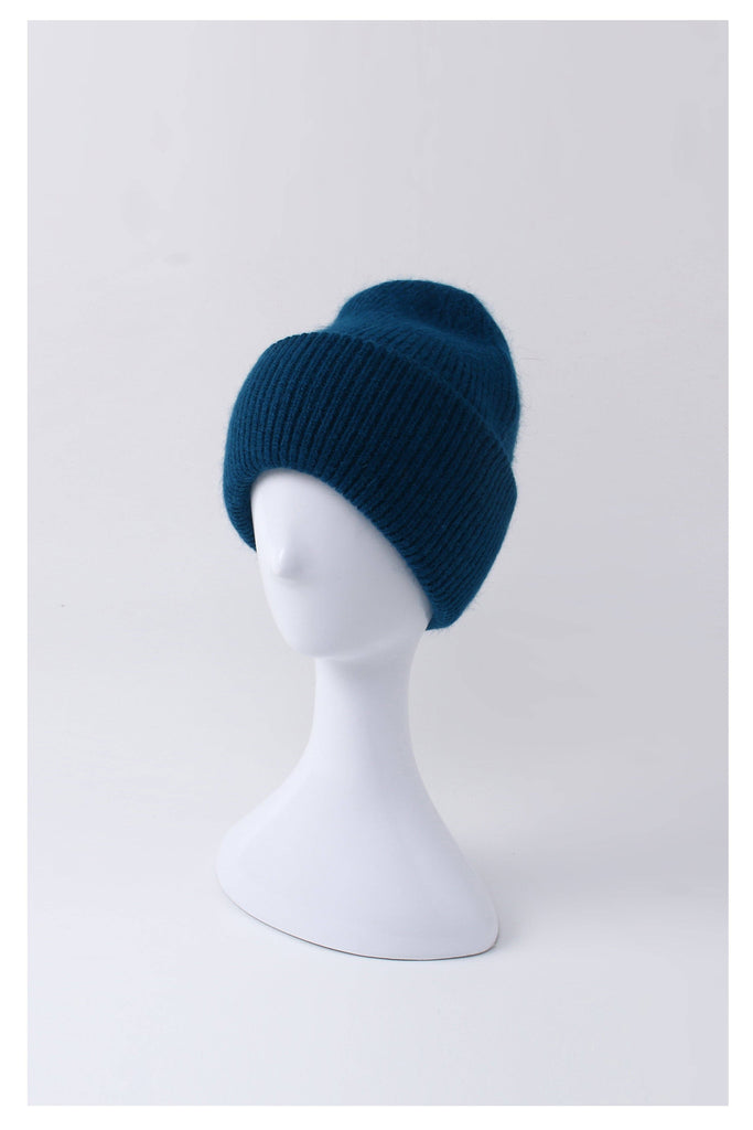 Angora Beanie Hat (Peacock Blue) by The Yo Store
