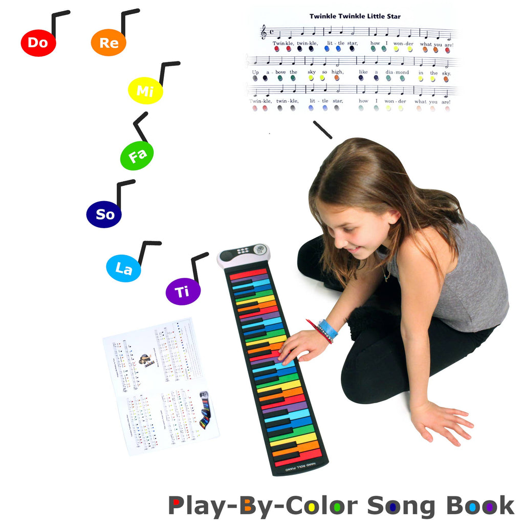 Rainbow Piano - 49 Color Coded Keys + Play-By-Color Songbook by MukikiM Toys & Games
