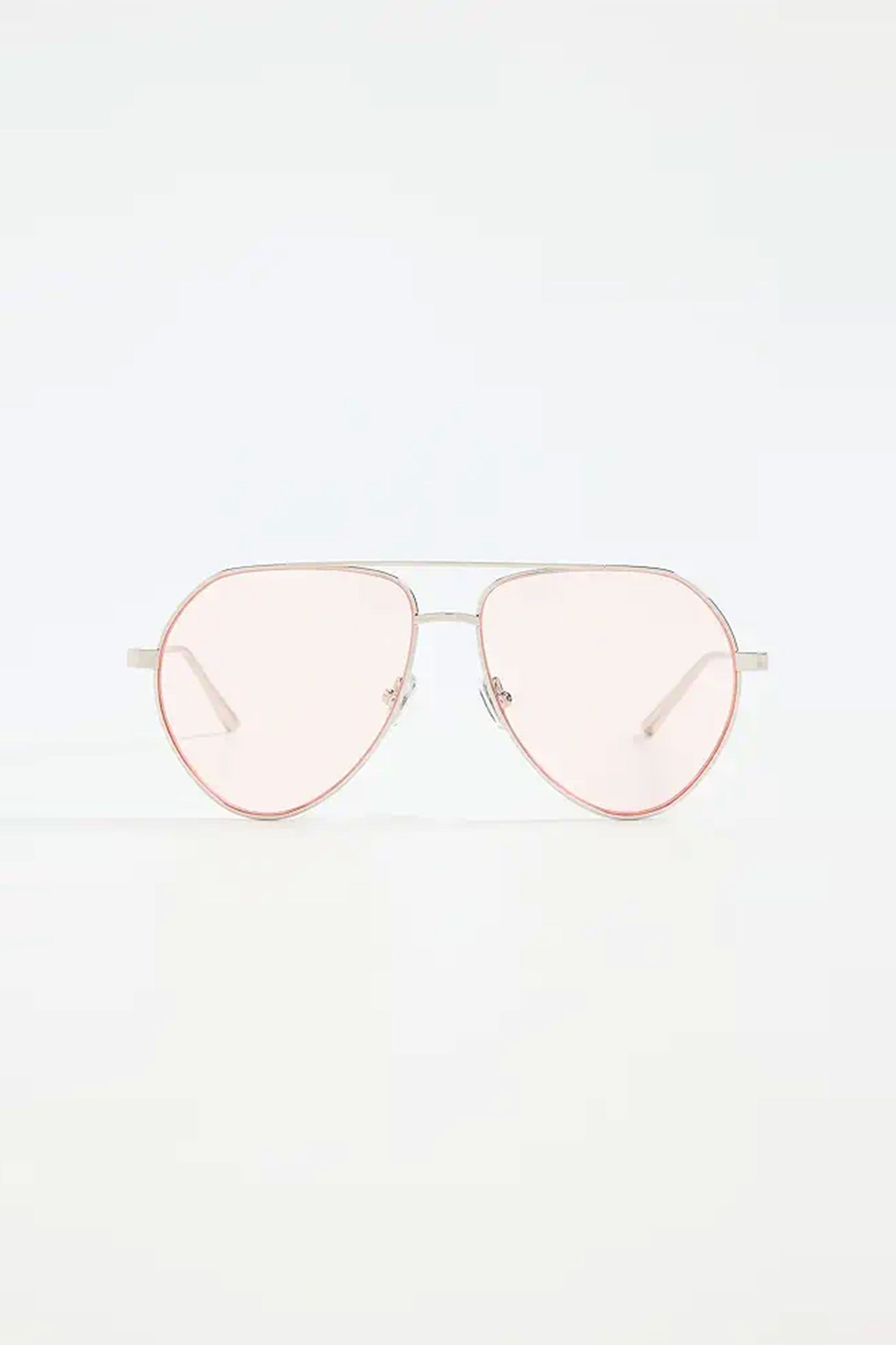 ELISA JOHNSON Light Blush Pink & Silver Framed Sam Sunglasses Vito in Pink Gradient lens main image 3