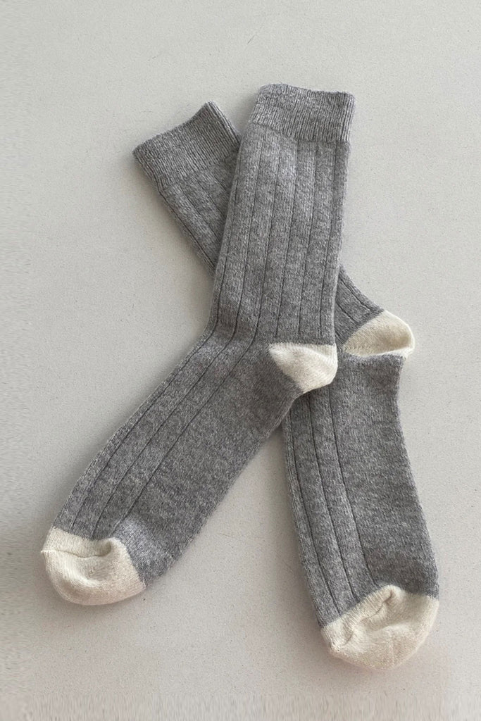 Extended Cashmere Classic Socks (Gray Melange) by Le Bon Shoppe