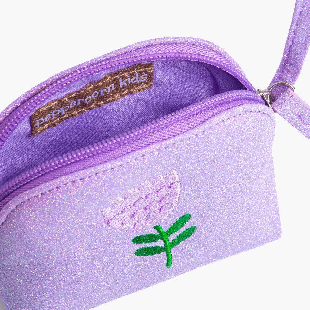 Sparkly Purse with Flower Embroidery (Purple) by Peppercorn Kids