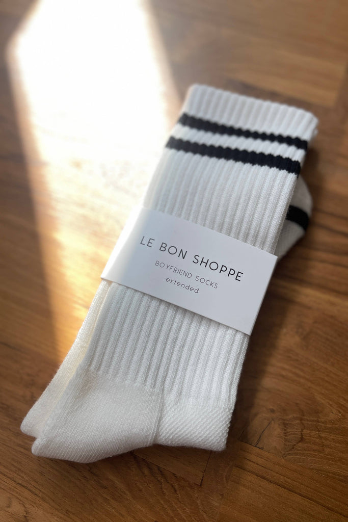 Extended Boyfriend Socks (Classic White) by Le Bon Shoppe