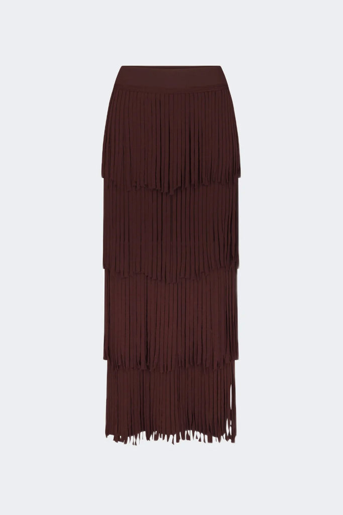Za Za Knit Fringe Skirt (Choco Brown) by Simon Miller