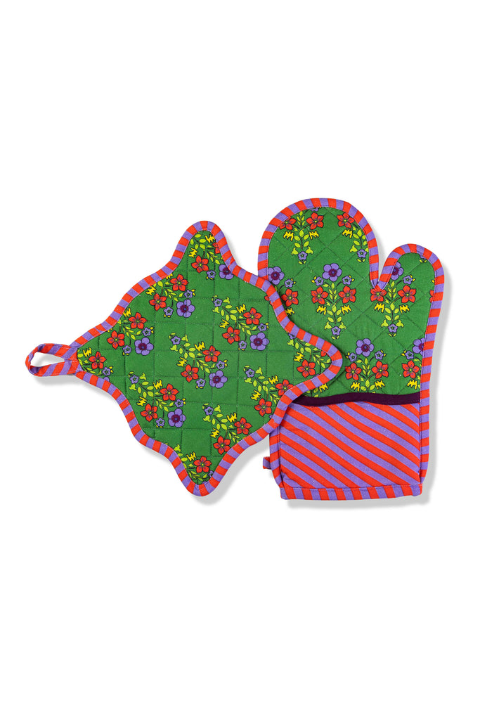 Pot Holder & Oven Mitt (Green) by Furbish Studio