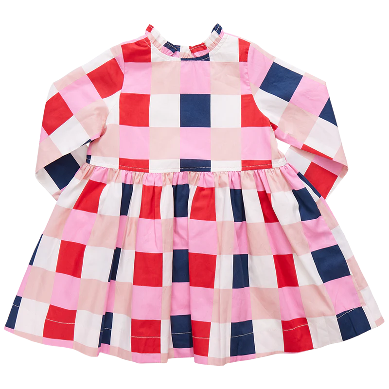 Autumn Dress (Navy Red Check) by Pink Chicken