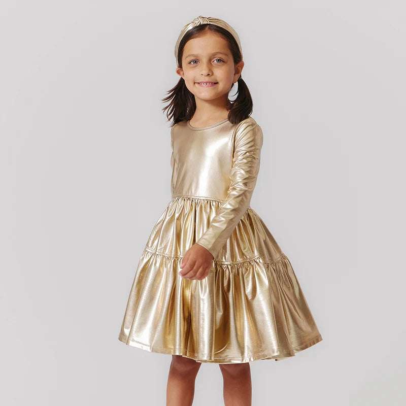 Lame Polly Dress (Gold) by Pink Chicken