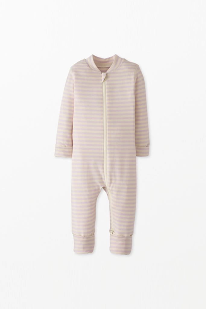 Baby Striped Zip Sleeper (Lavender Fog) by Hanna Andersson