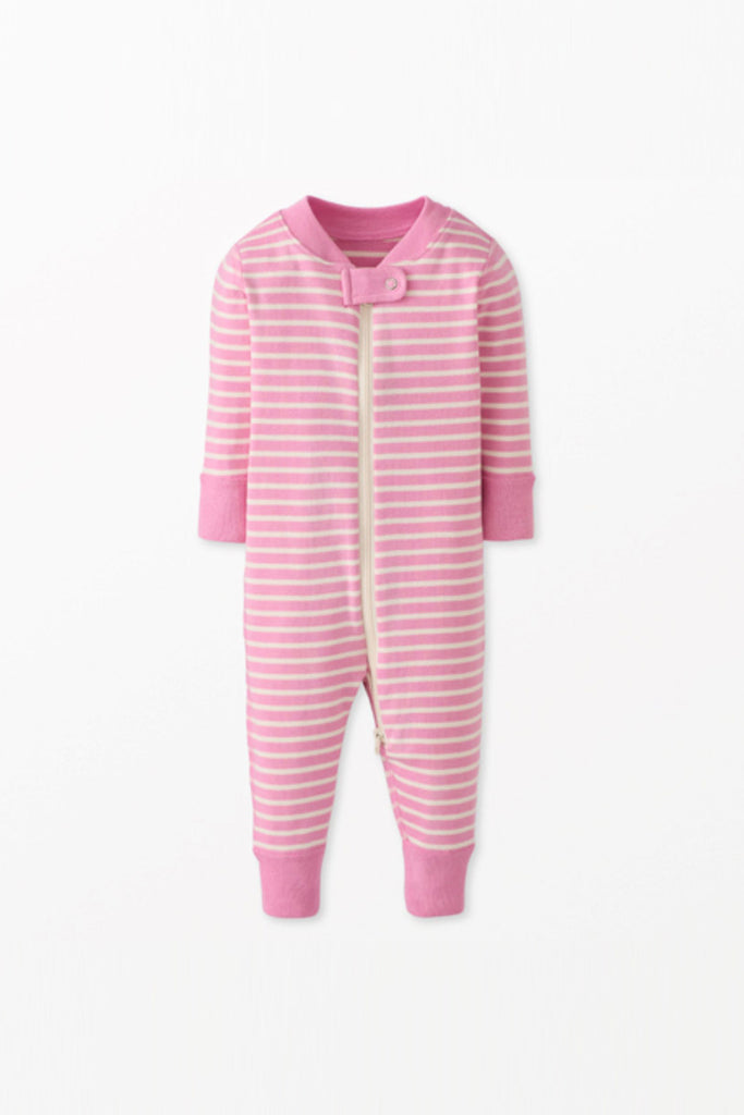 2-Way Striped Zip Sleeper (Pink) by Hanna Andersson