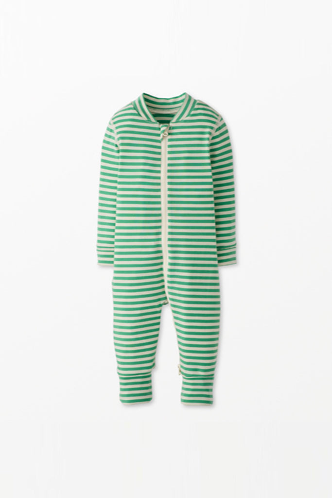 Baby Striped Zip Sleeper (Green) by Hanna Andersson