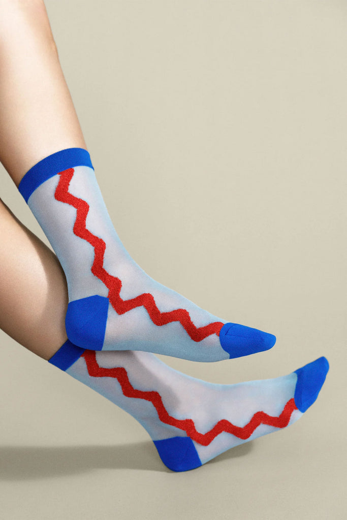 Zig Zag Sheer Crew (Blue) by Hansel from Basel
