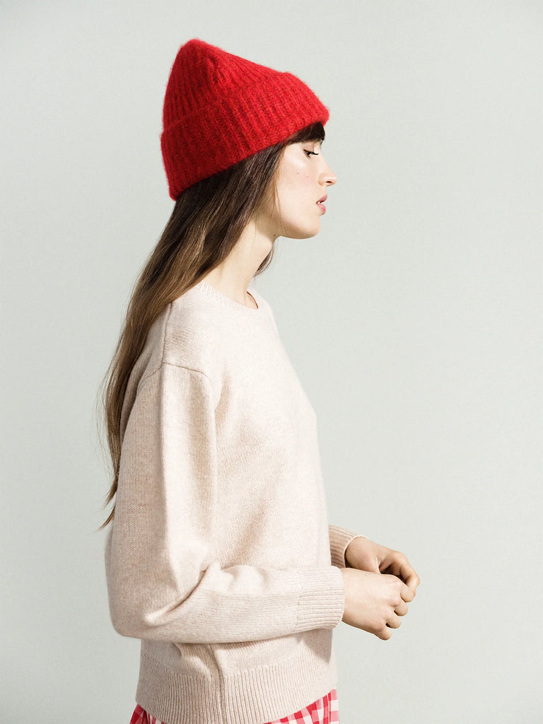 Cashmere Ribbed Beanie (Red) by Hansel from Basel