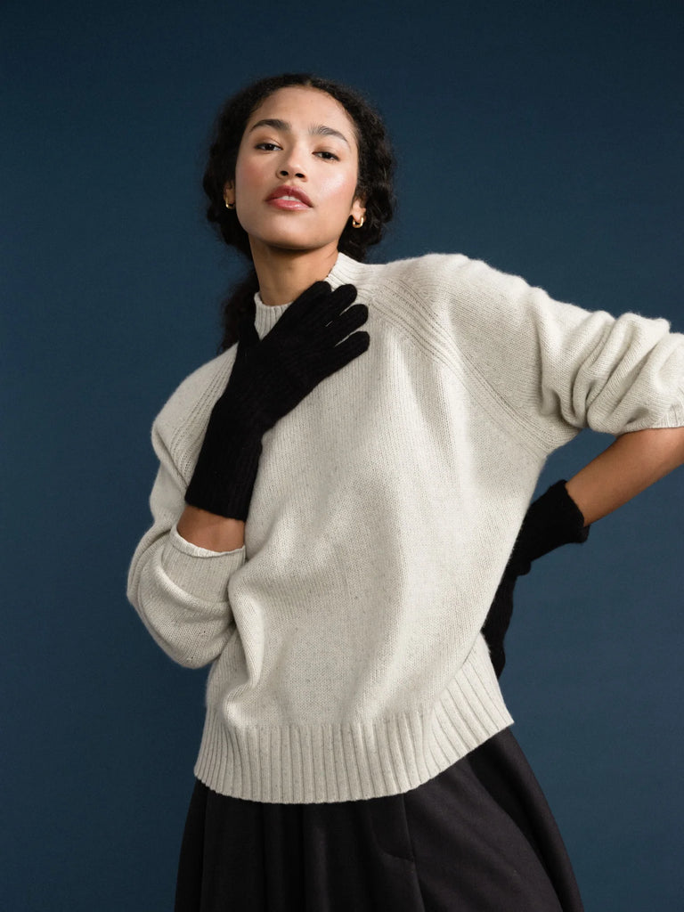 Cashmere Ribbed Gloves (Black) by Hansel from Basel