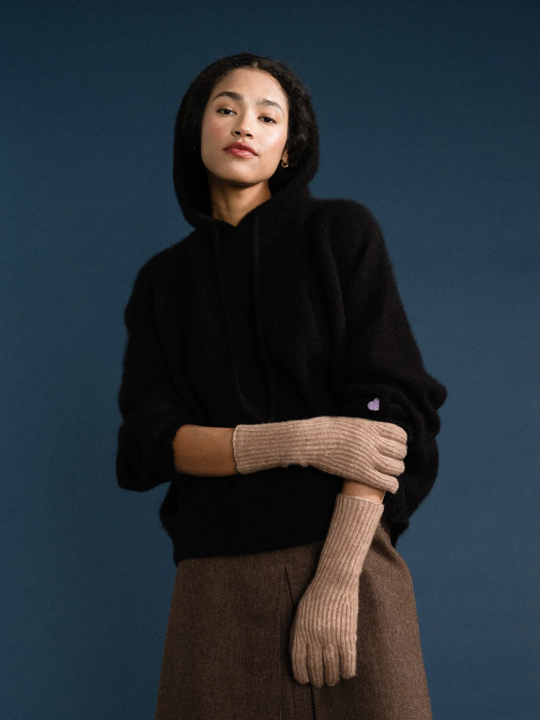 Cashmere Ribbed Gloves (Fawn) by Hansel from Basel