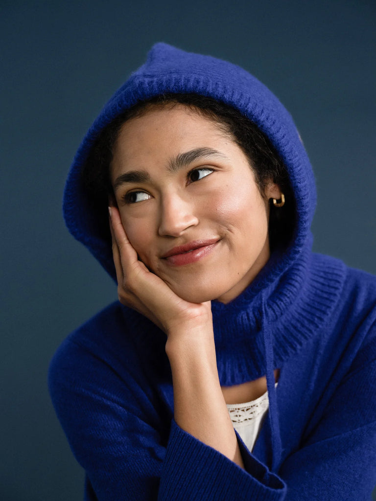 Cashmere Hoodie Balaclava (Cobalt) by Hansel from Basel