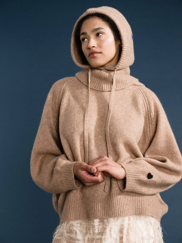 Cashmere Hoodie Balaclava (Fawn) by Hansel from Basel