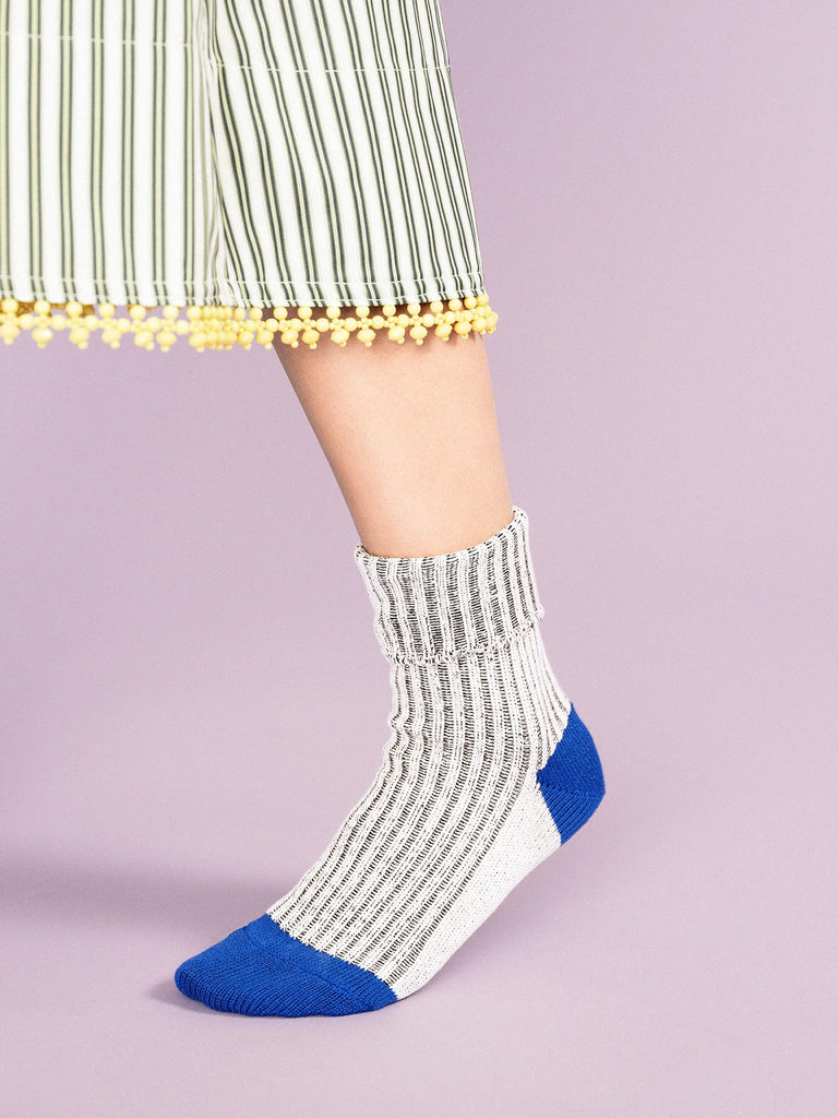 Faded Turncuff Crew Socks (Cobalt) by Hansel from Basel