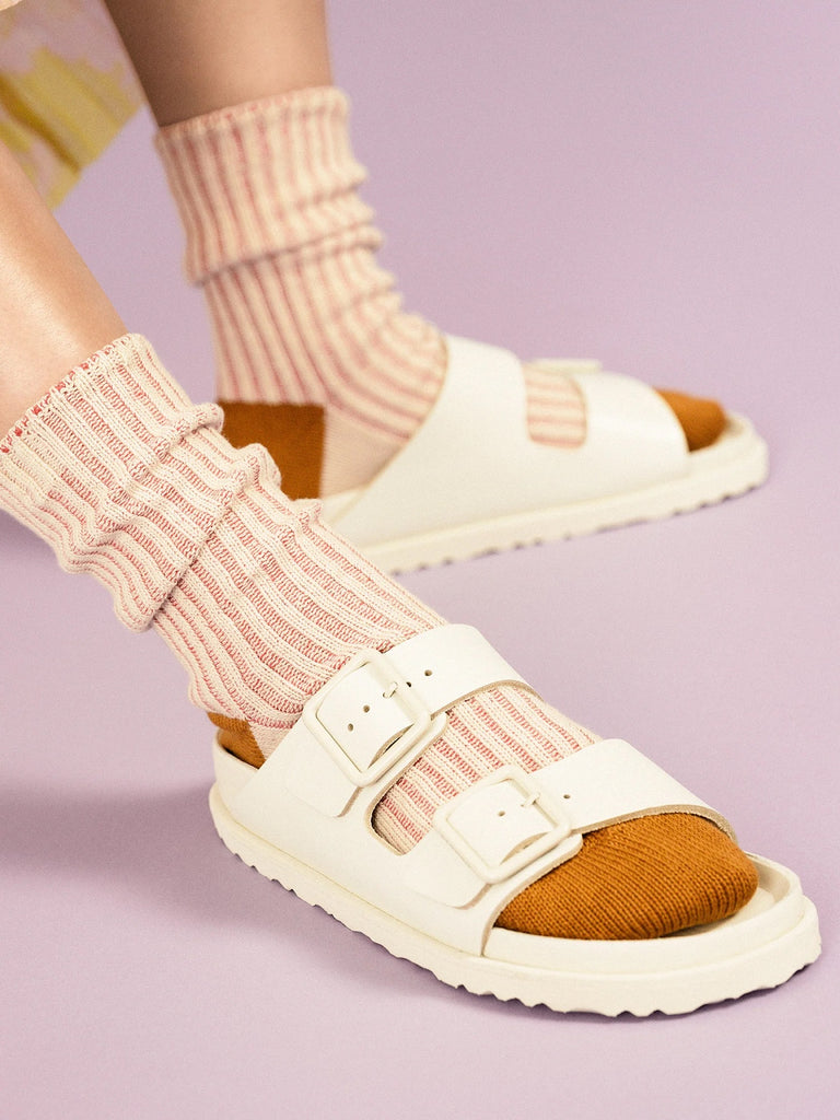 Faded Turncuff Crew Socks (Terracotta) by Hansel from Basel