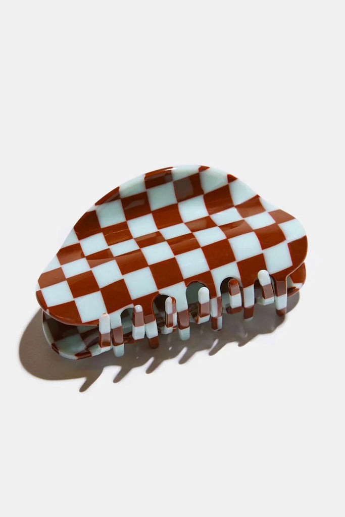 Checker Claw Clip (Ice/Brown)