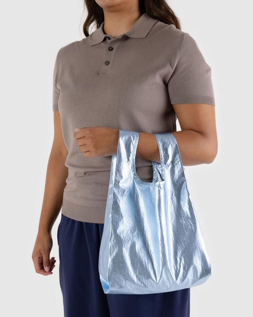 Baby Baggu Tote (Metallic Light Blue) by Baggu