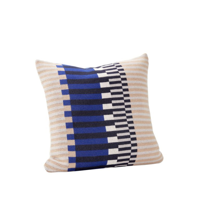 Knitted Cushion Cover (Blue/Sand)