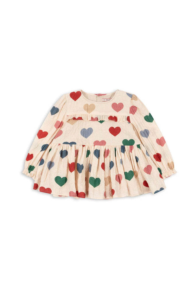 Elin Blouse (Colored Hearts) size 12m only by Konges Slojd