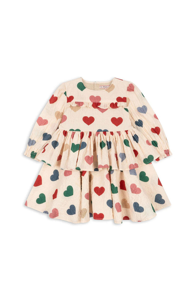 Elin Frill Dress (Colored Hearts) 2 yr size only by Konges Slojd